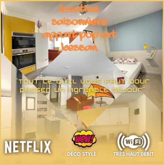 Appart Pop-Art Proche Autoroute, Plages Et Attractions, Wifi - Tv, Deco Stylee, Calme Bessan Εξωτερικό φωτογραφία